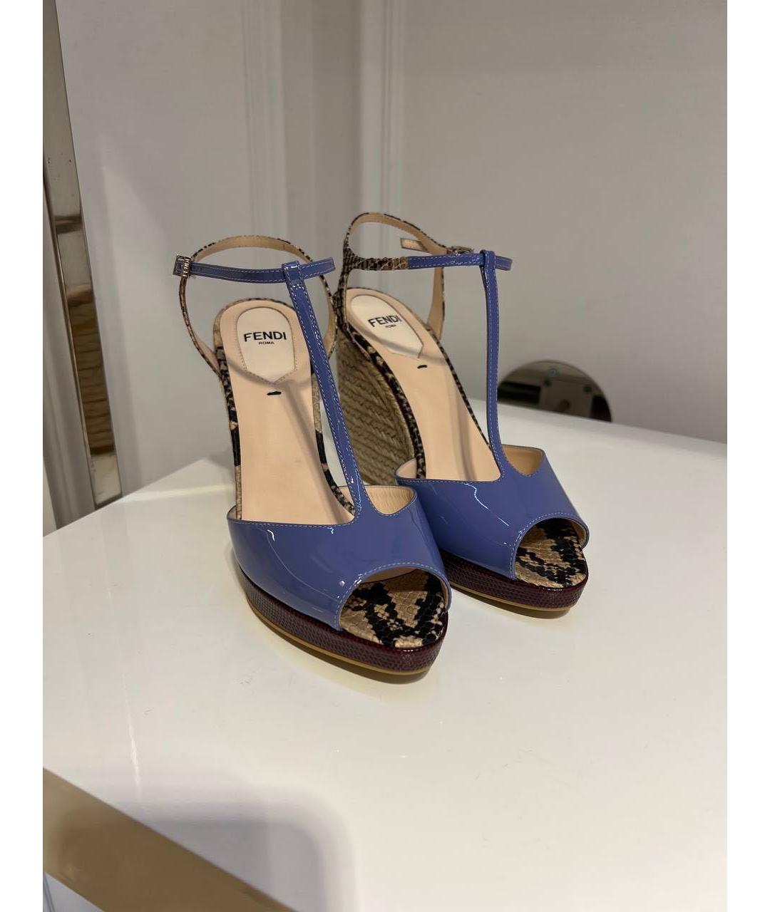 FENDI Мульти босоножки из лакированной кожи, фото 2