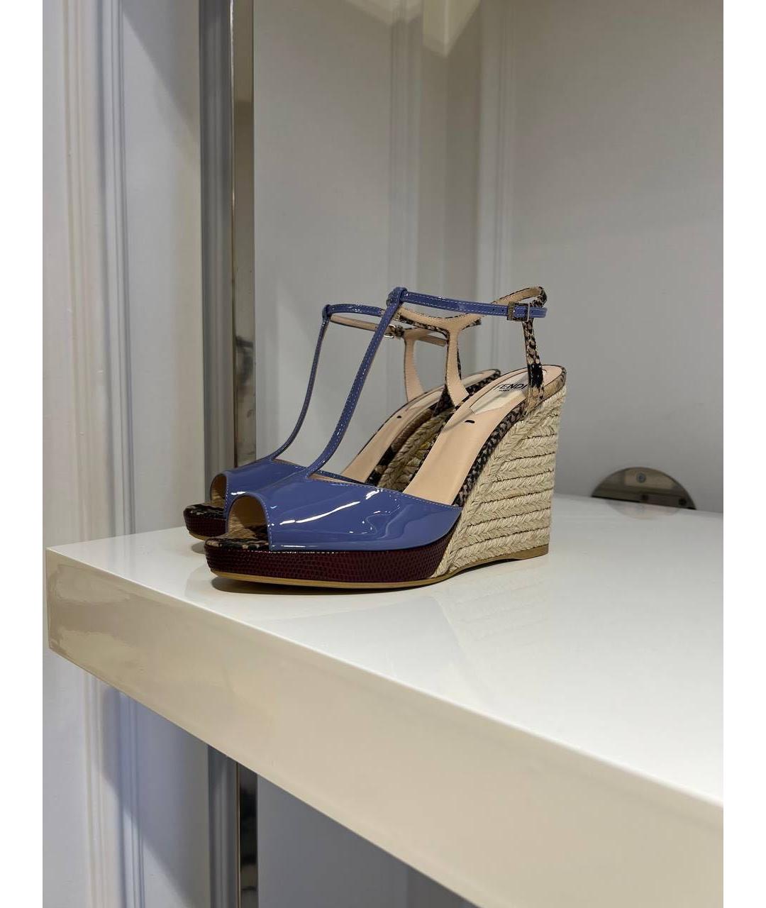 FENDI Мульти босоножки из лакированной кожи, фото 4