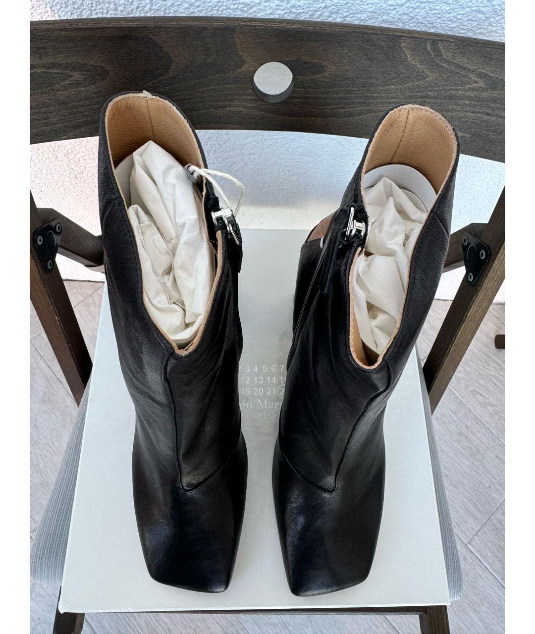 MAISON MARGIELA Черные кожаные ботильоны, фото 4