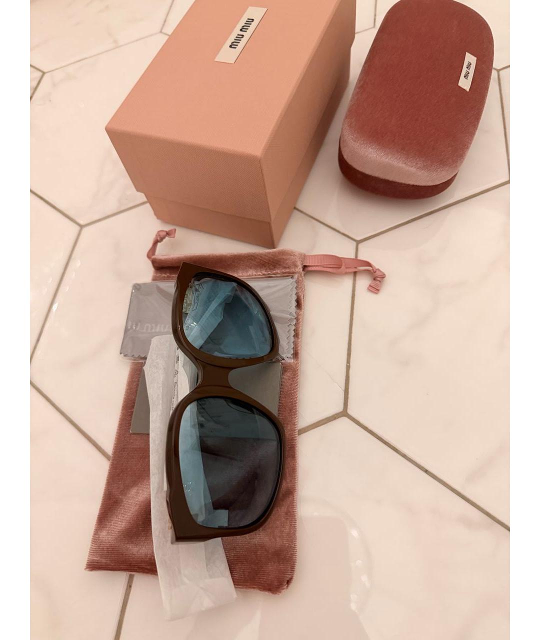 MIU MIU Коричневые пластиковые солнцезащитные очки, фото 6