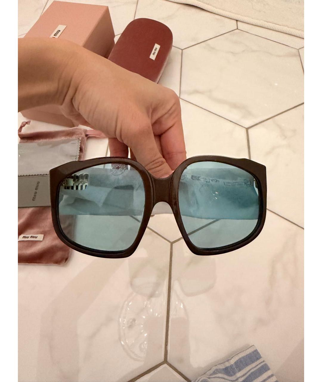 MIU MIU Коричневые пластиковые солнцезащитные очки, фото 7