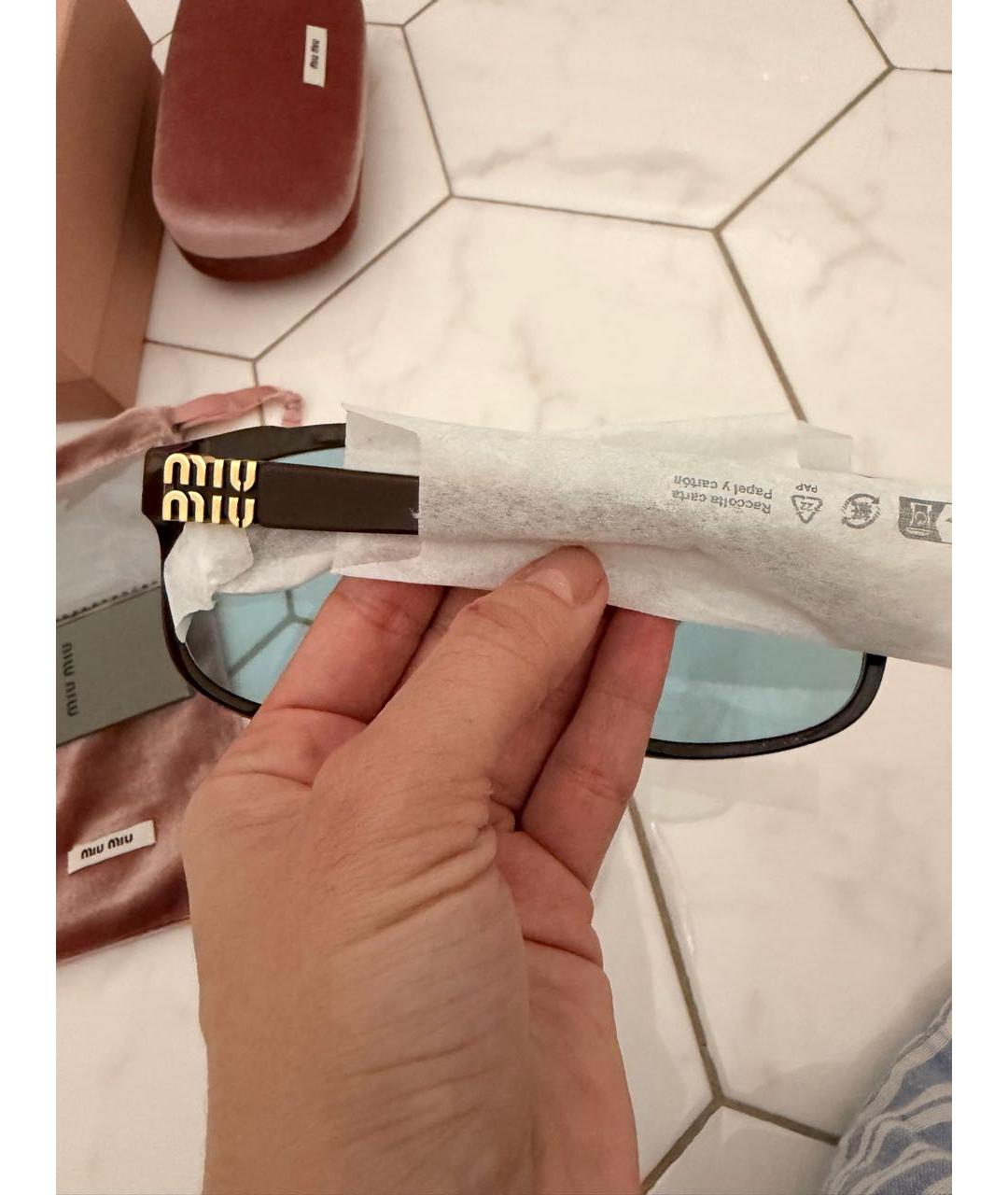 MIU MIU Коричневые пластиковые солнцезащитные очки, фото 3