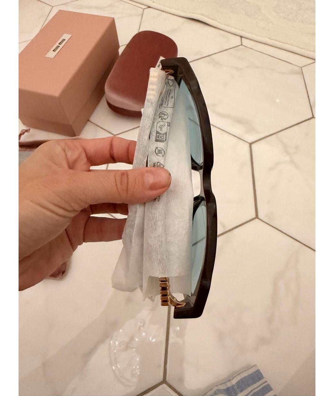 MIU MIU Коричневые пластиковые солнцезащитные очки, фото 2