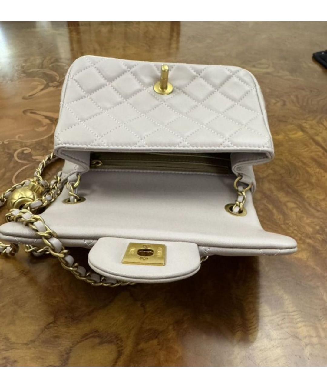 CHANEL Бежевая кожаная сумка через плечо, фото 4