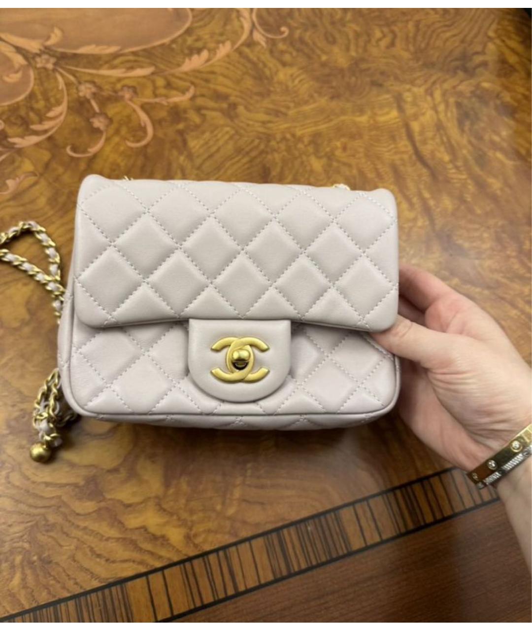 CHANEL Бежевая кожаная сумка через плечо, фото 2