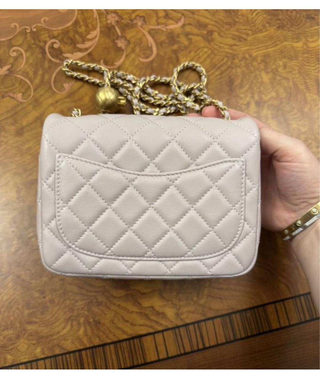 CHANEL Бежевая кожаная сумка через плечо, фото 3