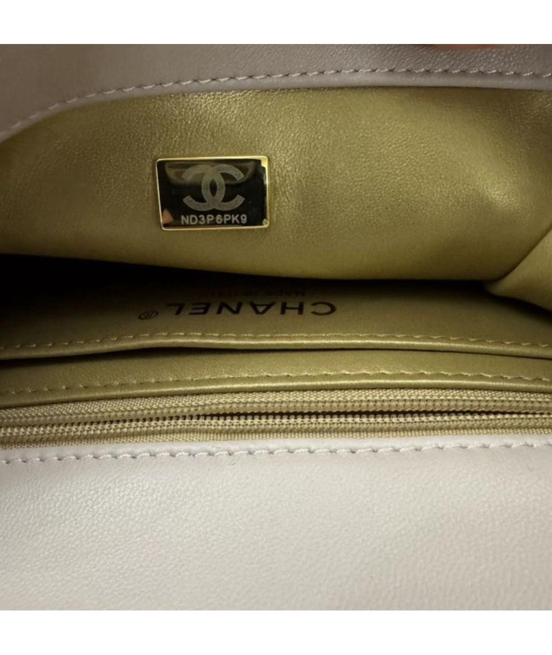 CHANEL Бежевая кожаная сумка через плечо, фото 5