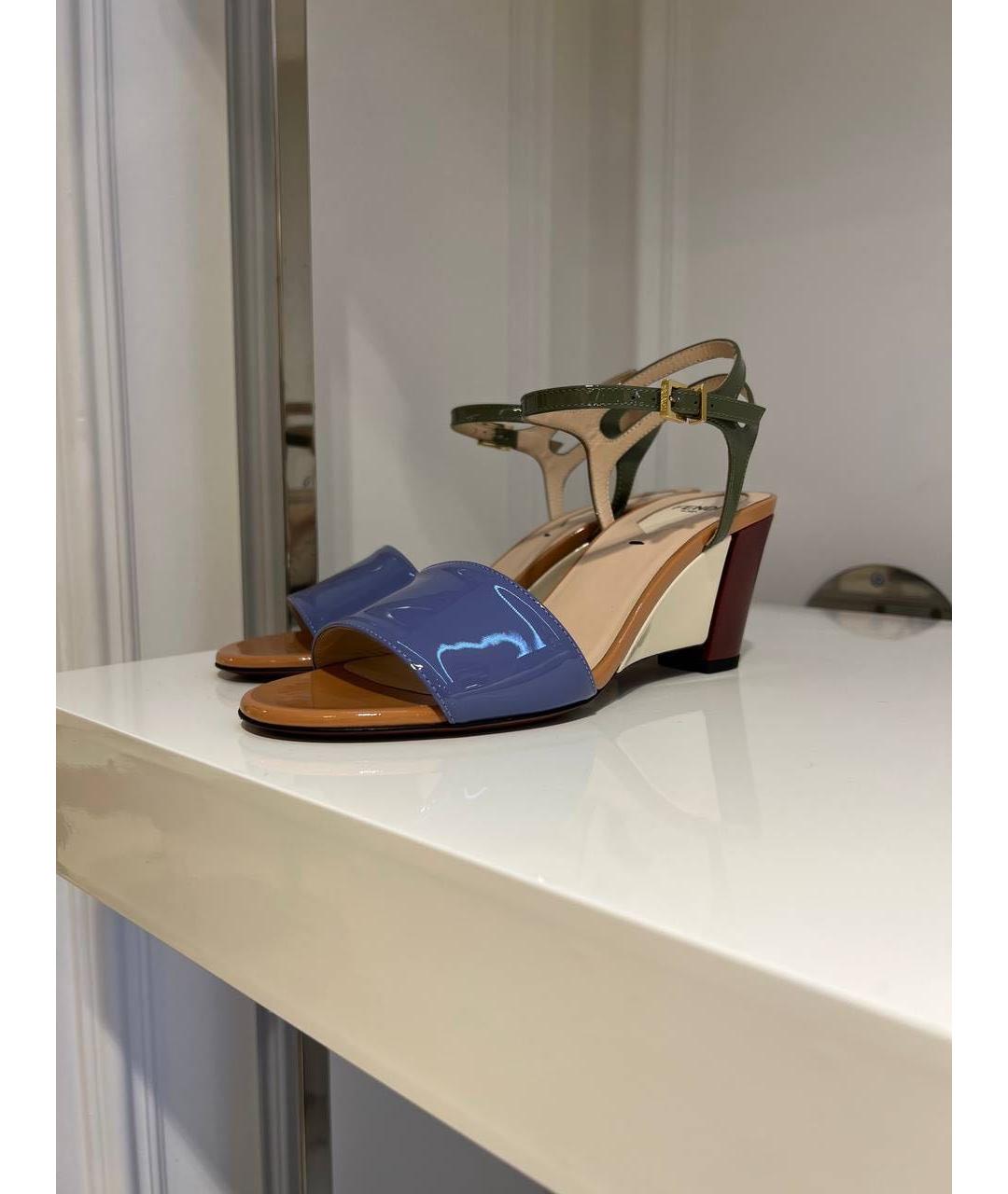 FENDI Мульти босоножки из лакированной кожи, фото 4