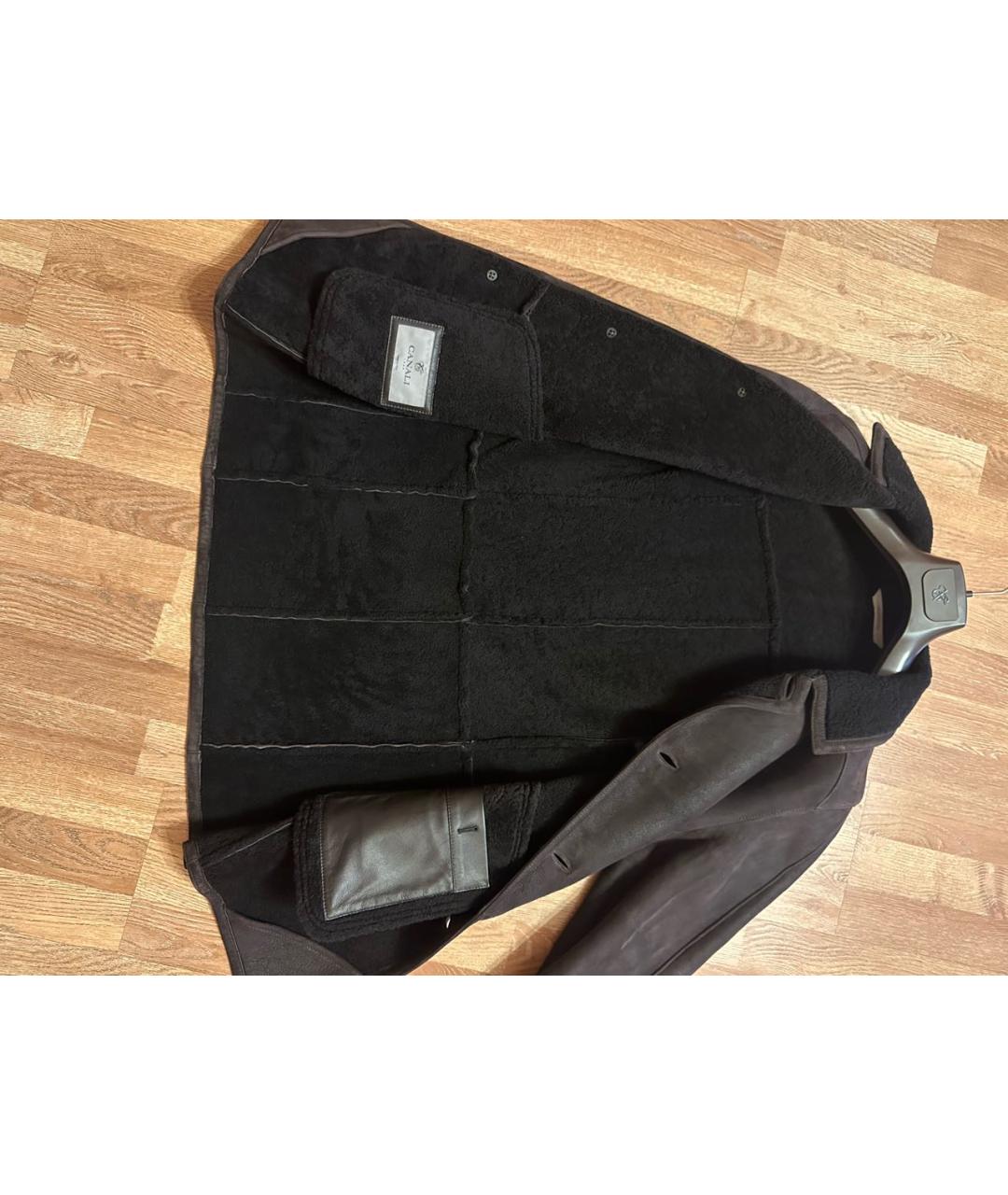CANALI Коричневая кожаная дубленка/шуба, фото 4