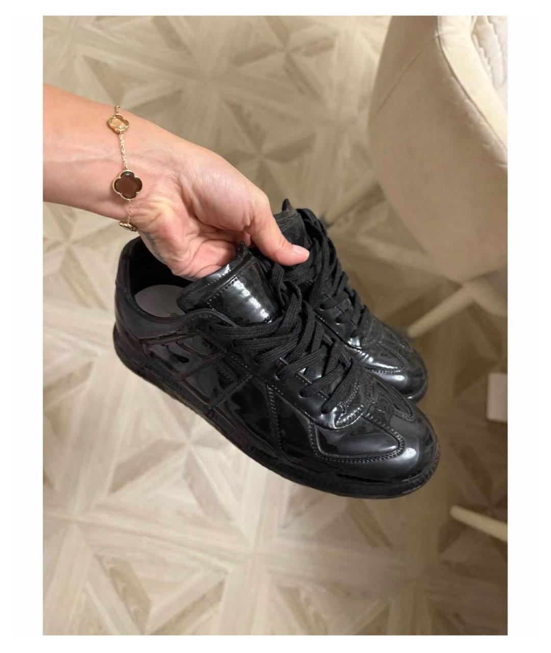 MAISON MARGIELA Черные кеды из лакированной кожи, фото 2