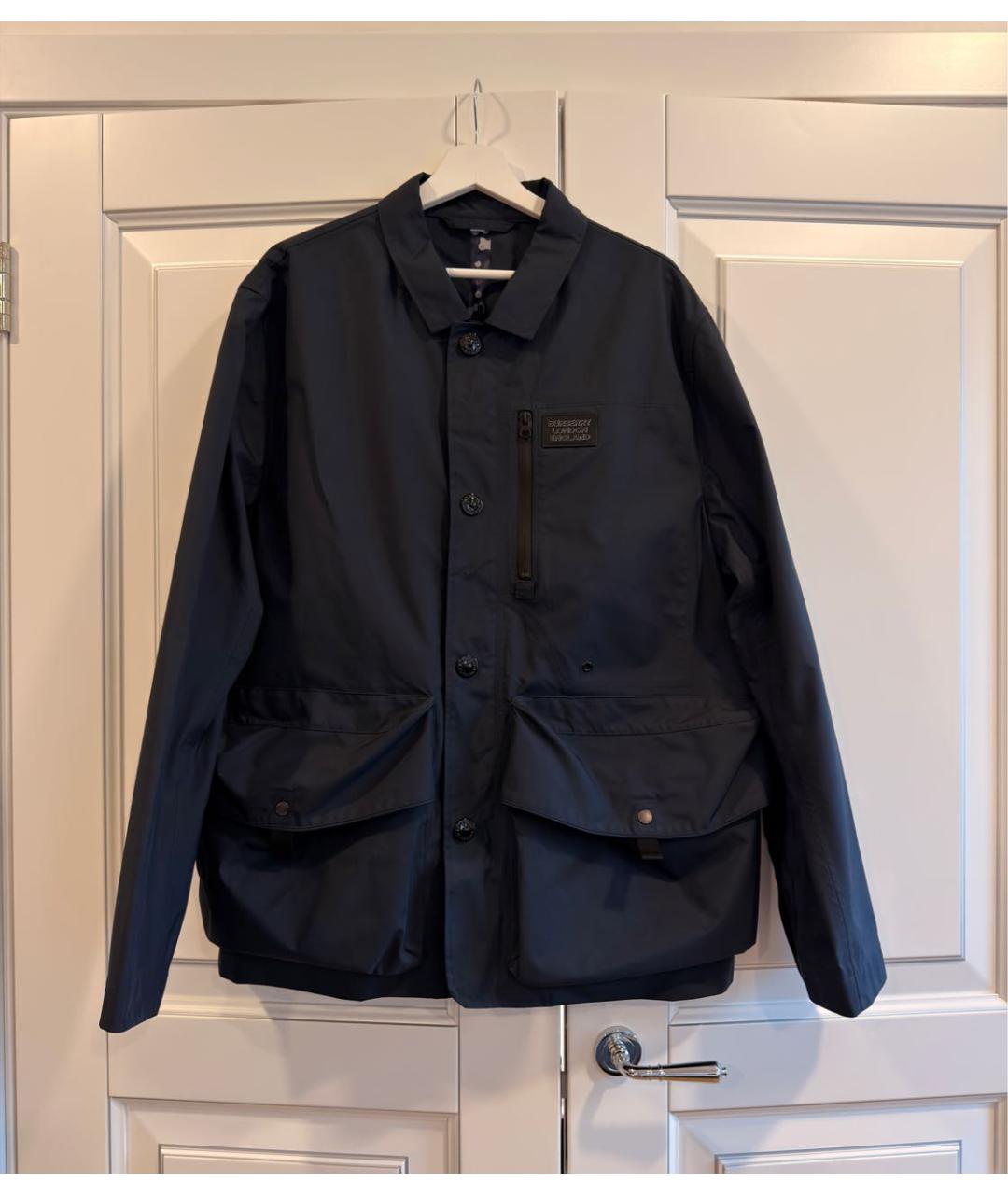 BURBERRY Темно-синяя полиэстеровая куртка, фото 7