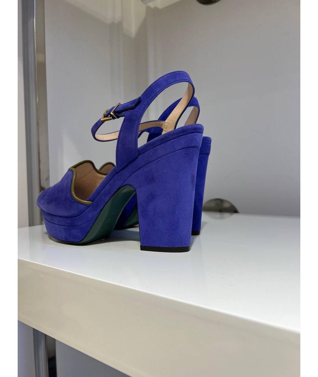 FENDI Синие замшевые туфли, фото 4