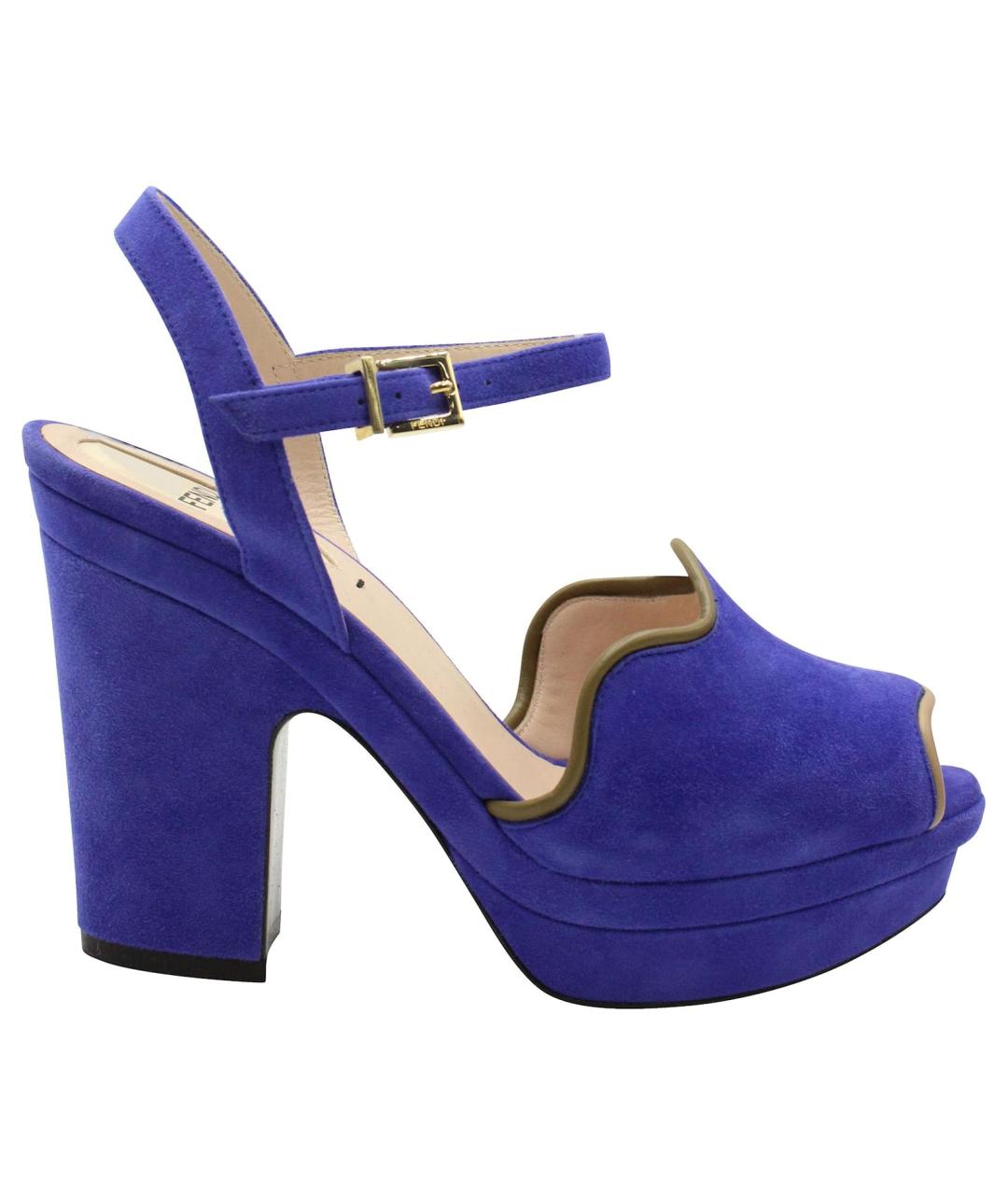 FENDI Синие замшевые туфли, фото 1