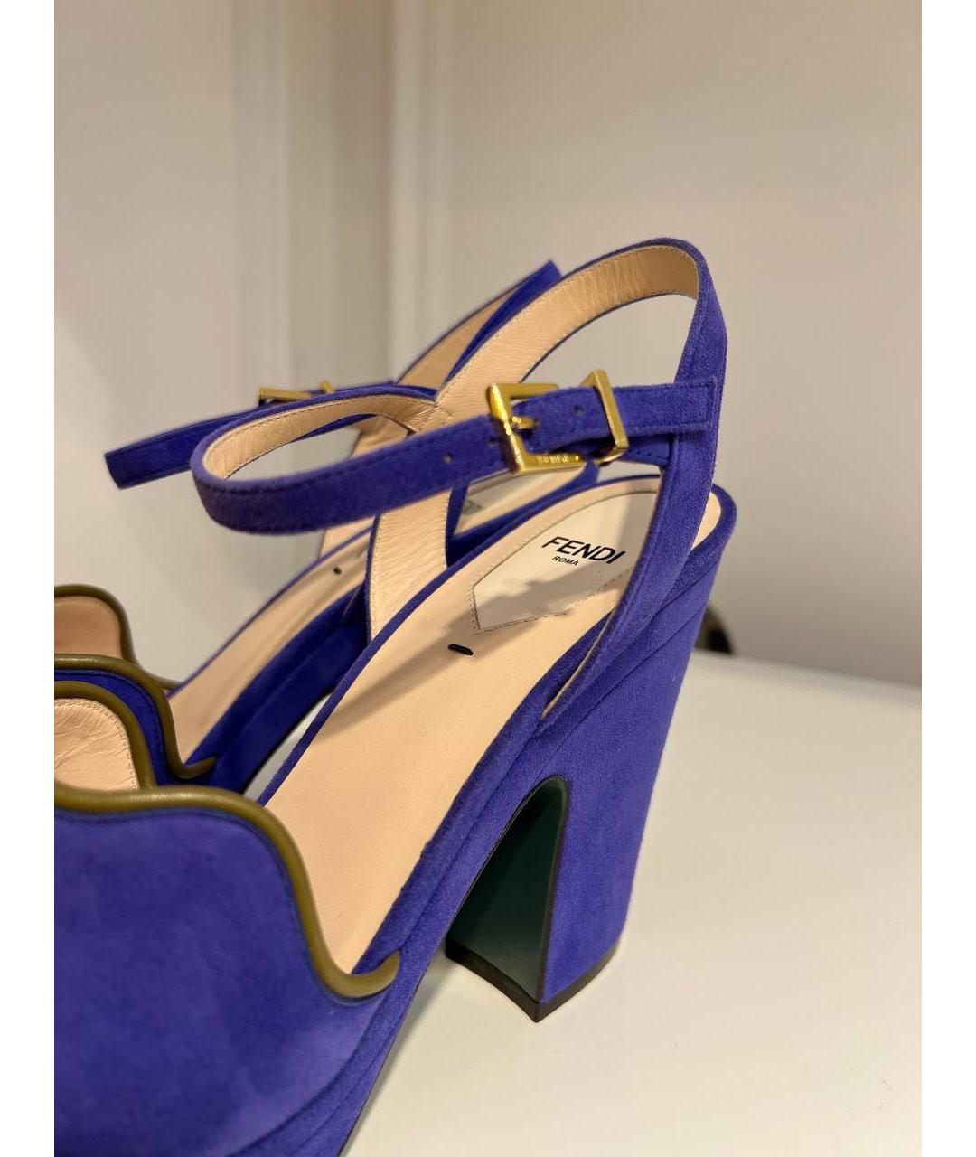 FENDI Синие замшевые туфли, фото 3