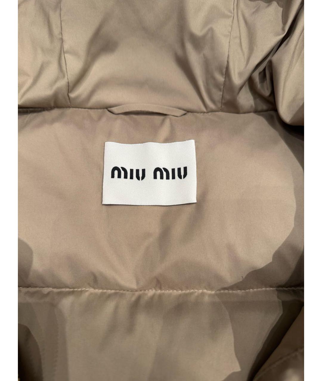 MIU MIU Бежевый полиэстеровый пуховик, фото 3