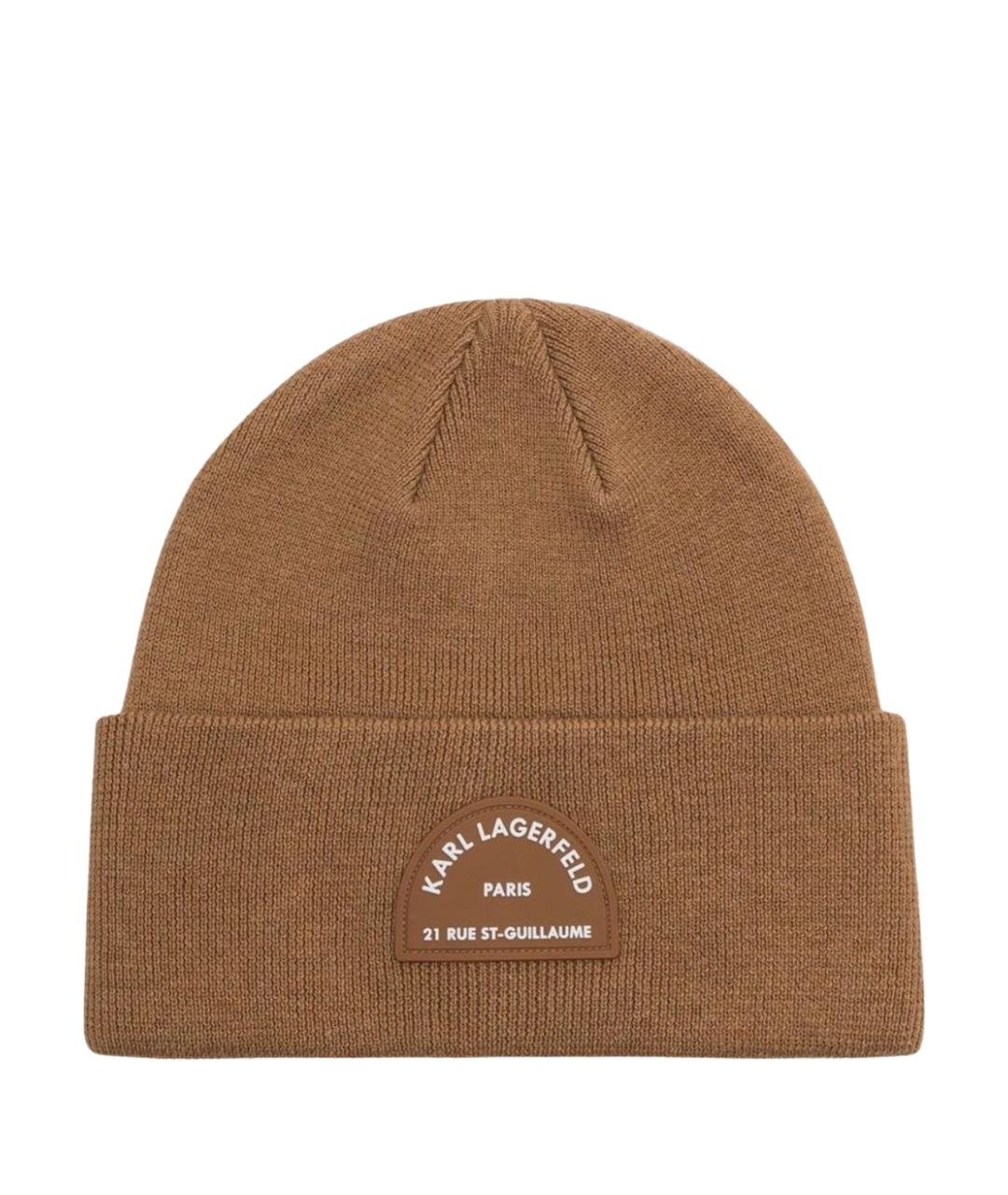 KARL LAGERFELD Коричневая шерстяная шапка, фото 1