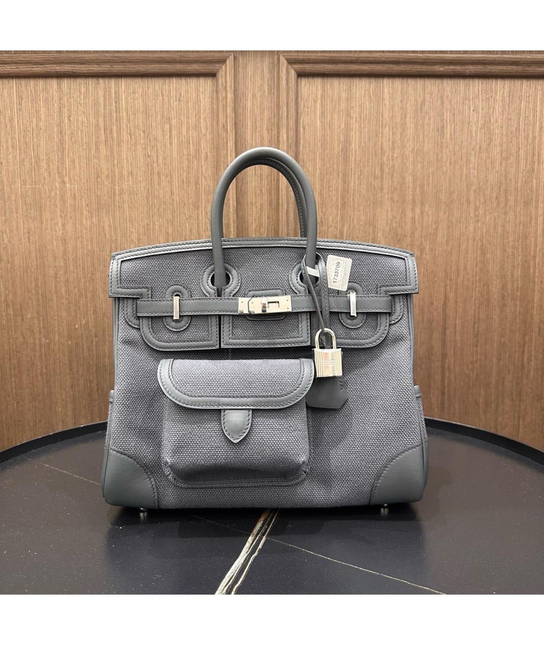 HERMES Серая деним сумка с короткими ручками, фото 2