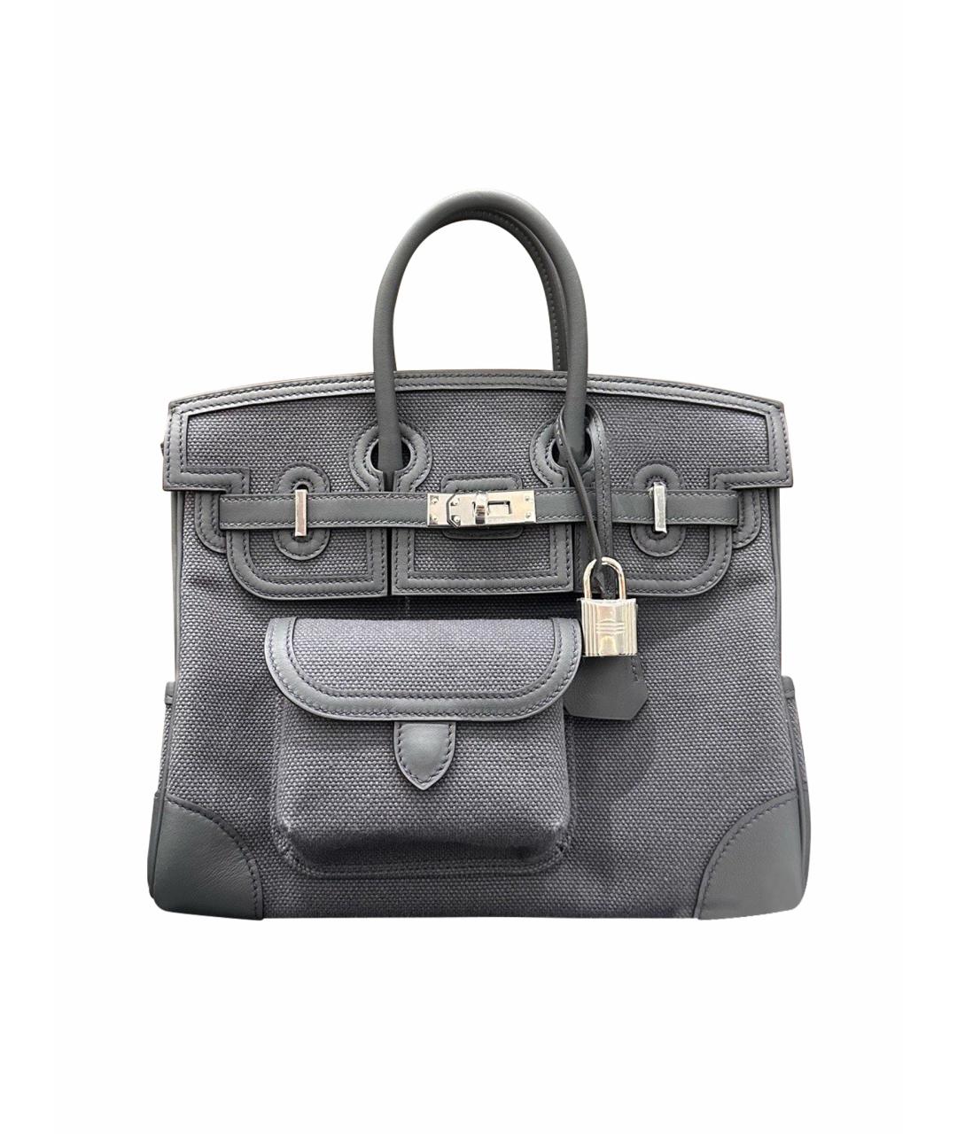 HERMES Серая деним сумка с короткими ручками, фото 1