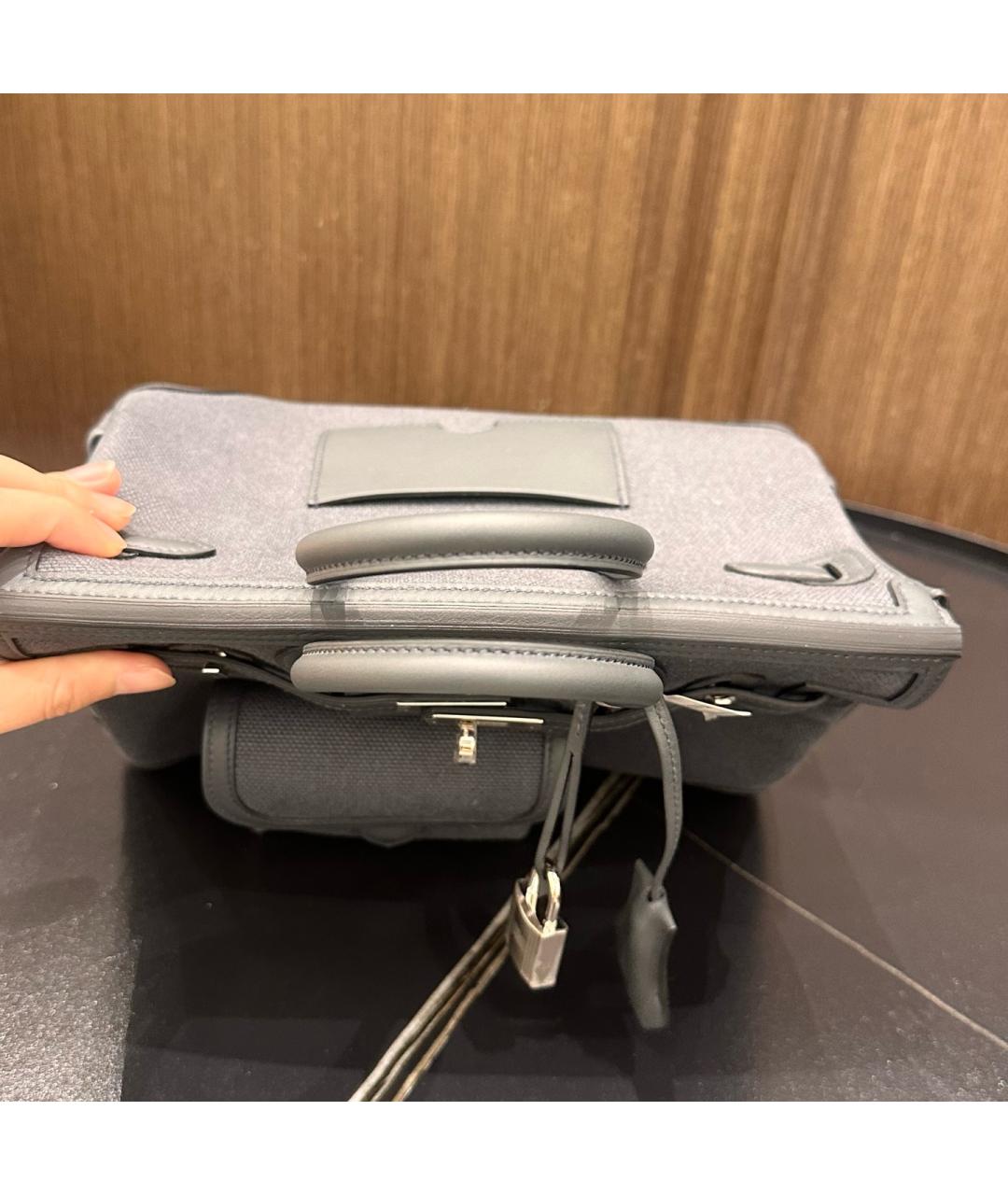 HERMES Серая деним сумка с короткими ручками, фото 8