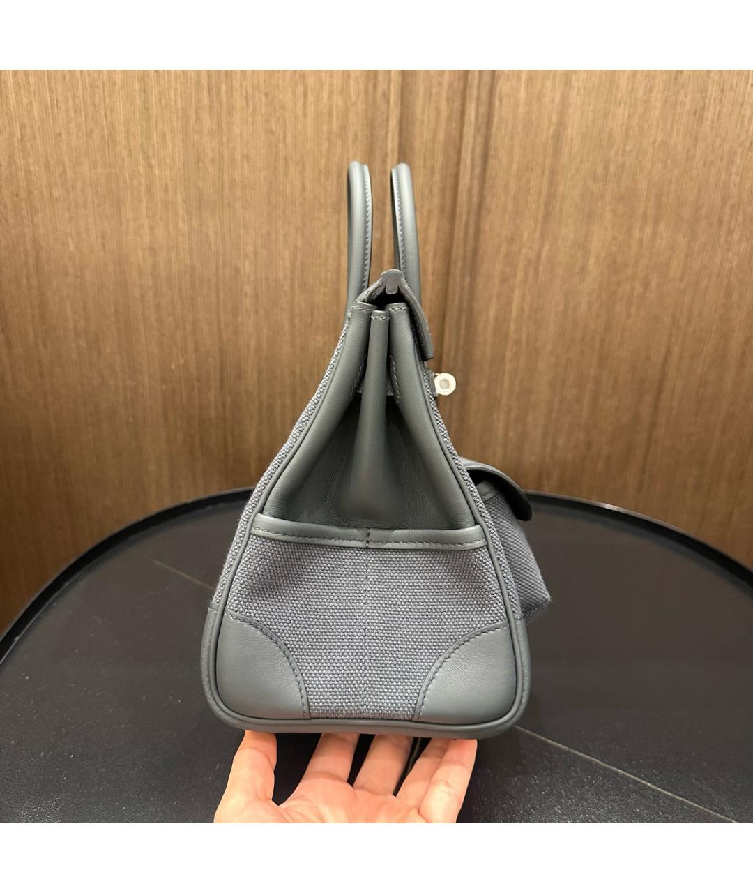 HERMES Серая деним сумка с короткими ручками, фото 6