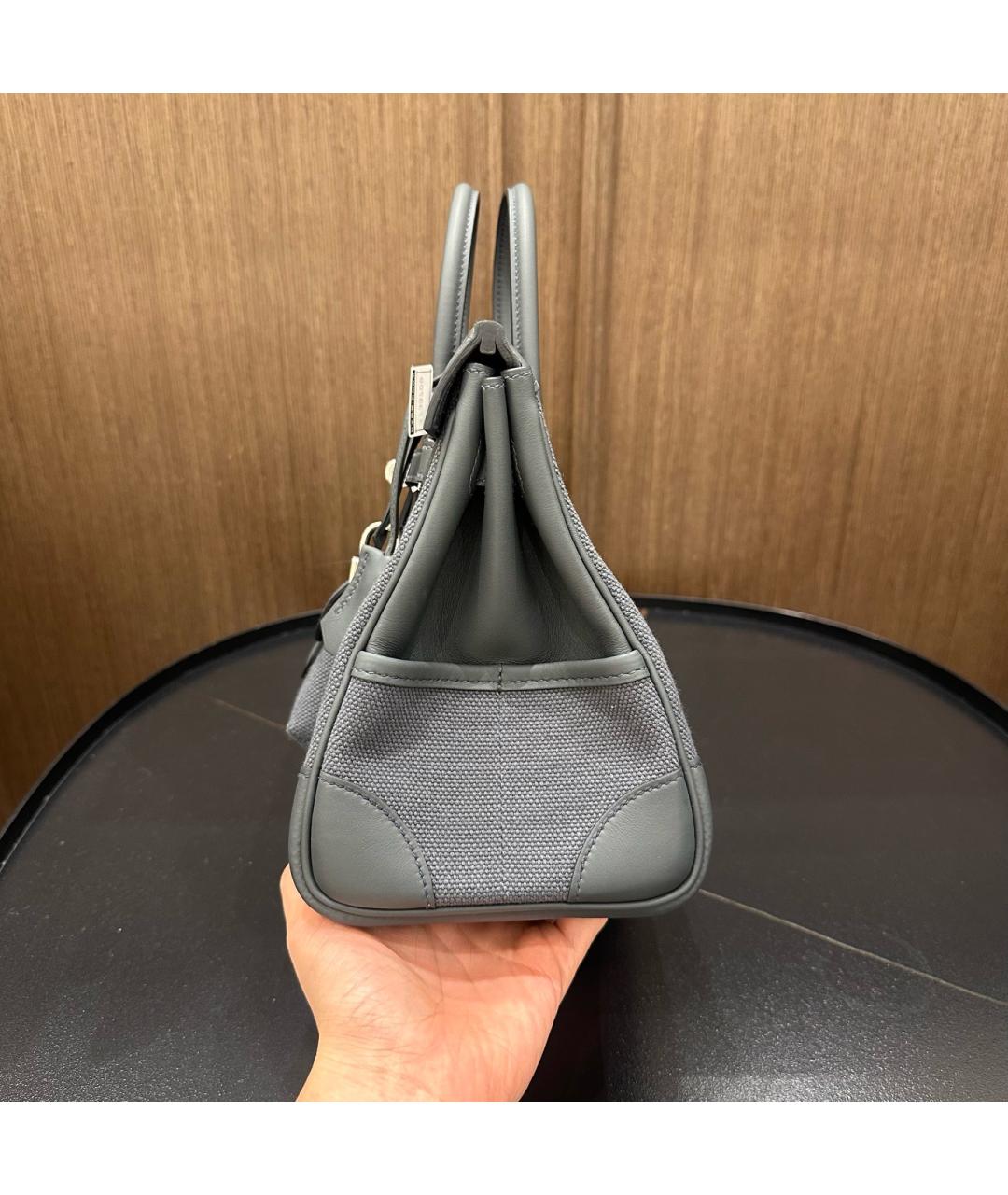 HERMES Серая деним сумка с короткими ручками, фото 7