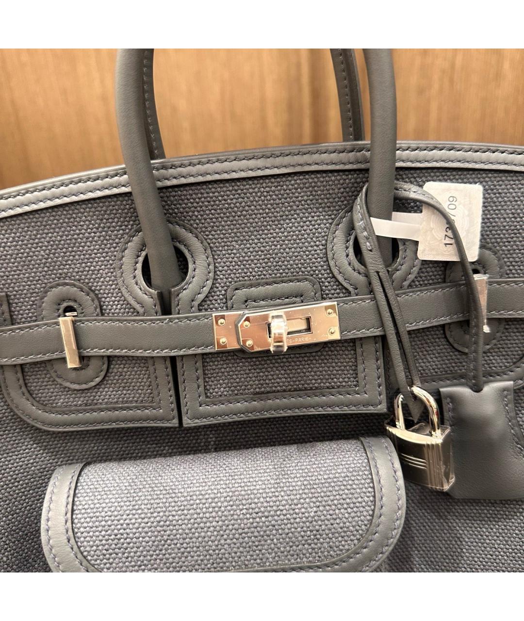 HERMES Серая деним сумка с короткими ручками, фото 9