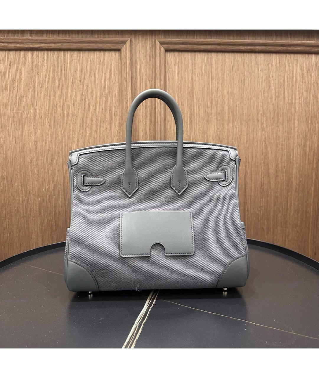HERMES Серая деним сумка с короткими ручками, фото 5
