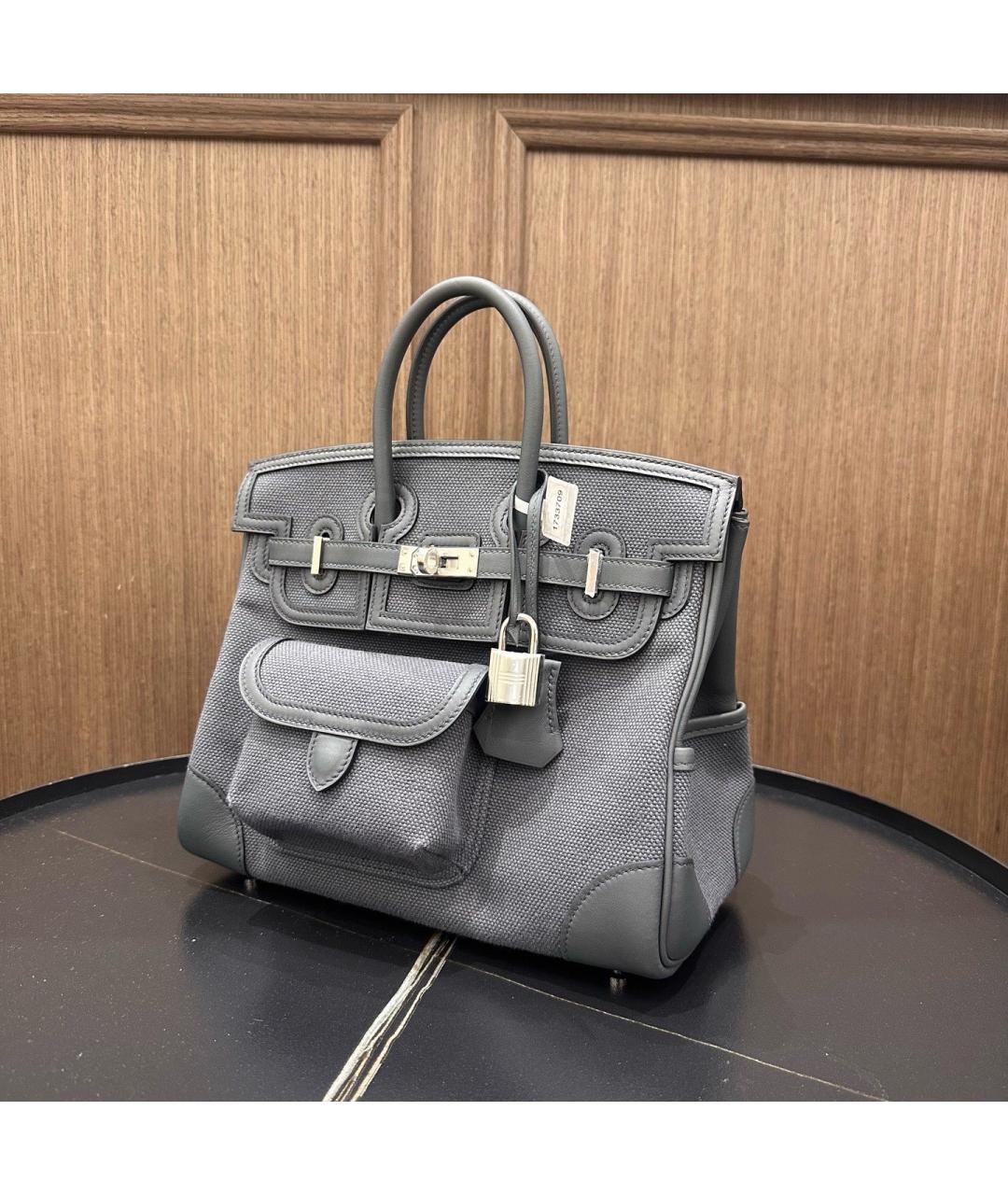 HERMES Серая деним сумка с короткими ручками, фото 4