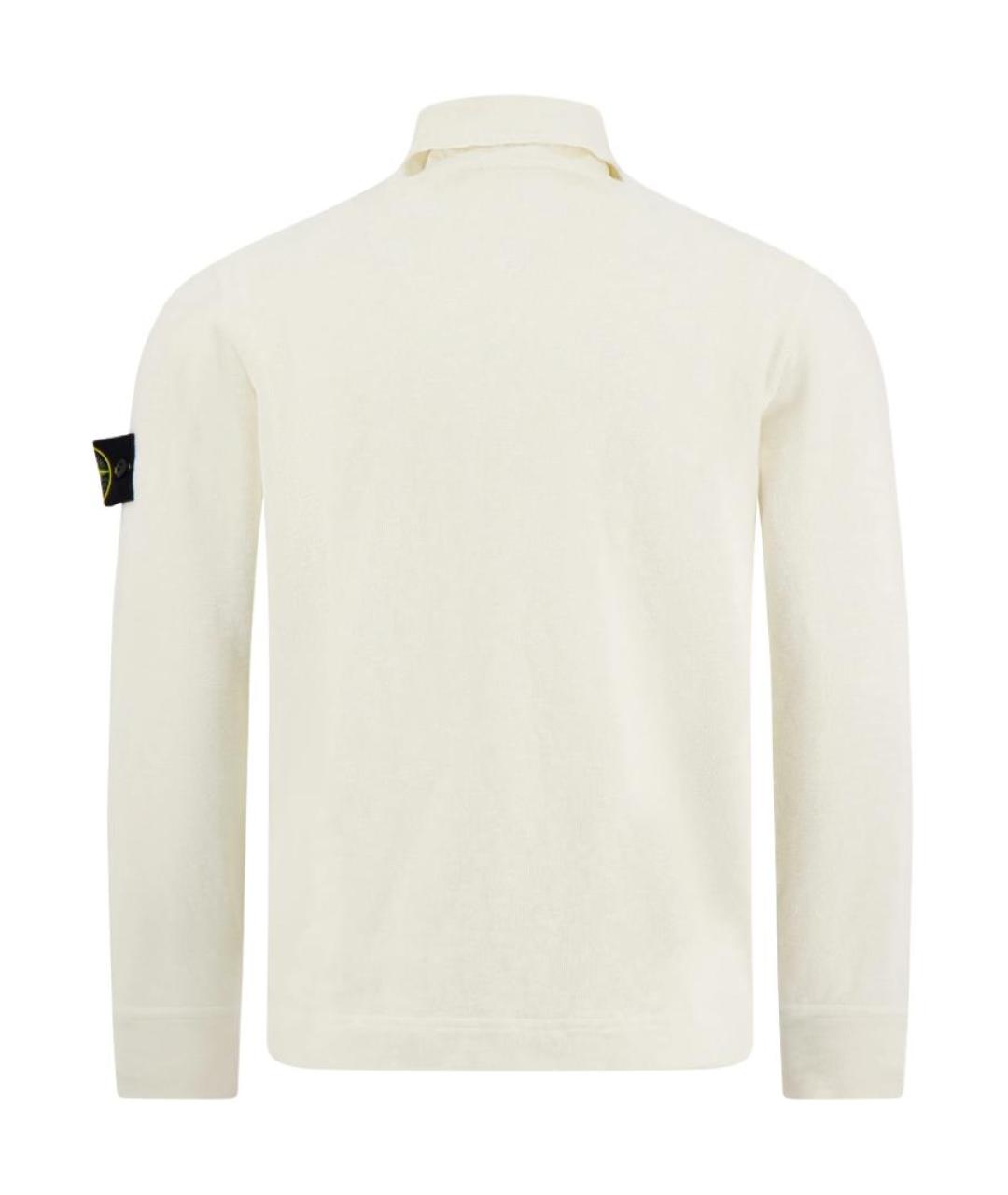 STONE ISLAND Белое поло с длинным рукавом, фото 2