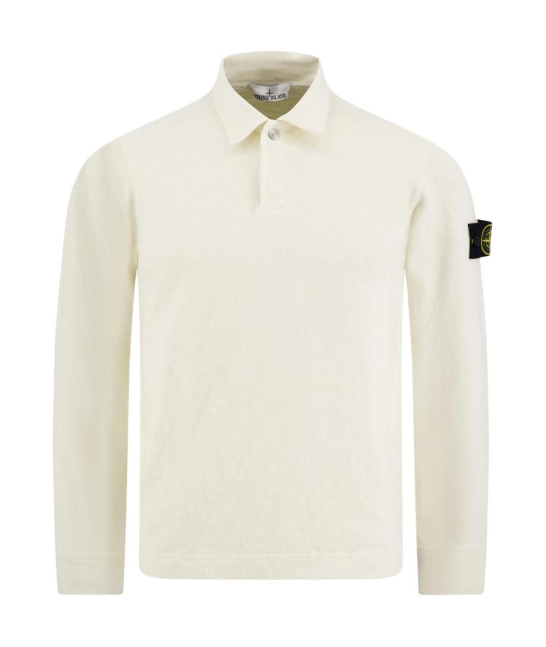 STONE ISLAND Белое поло с длинным рукавом, фото 1