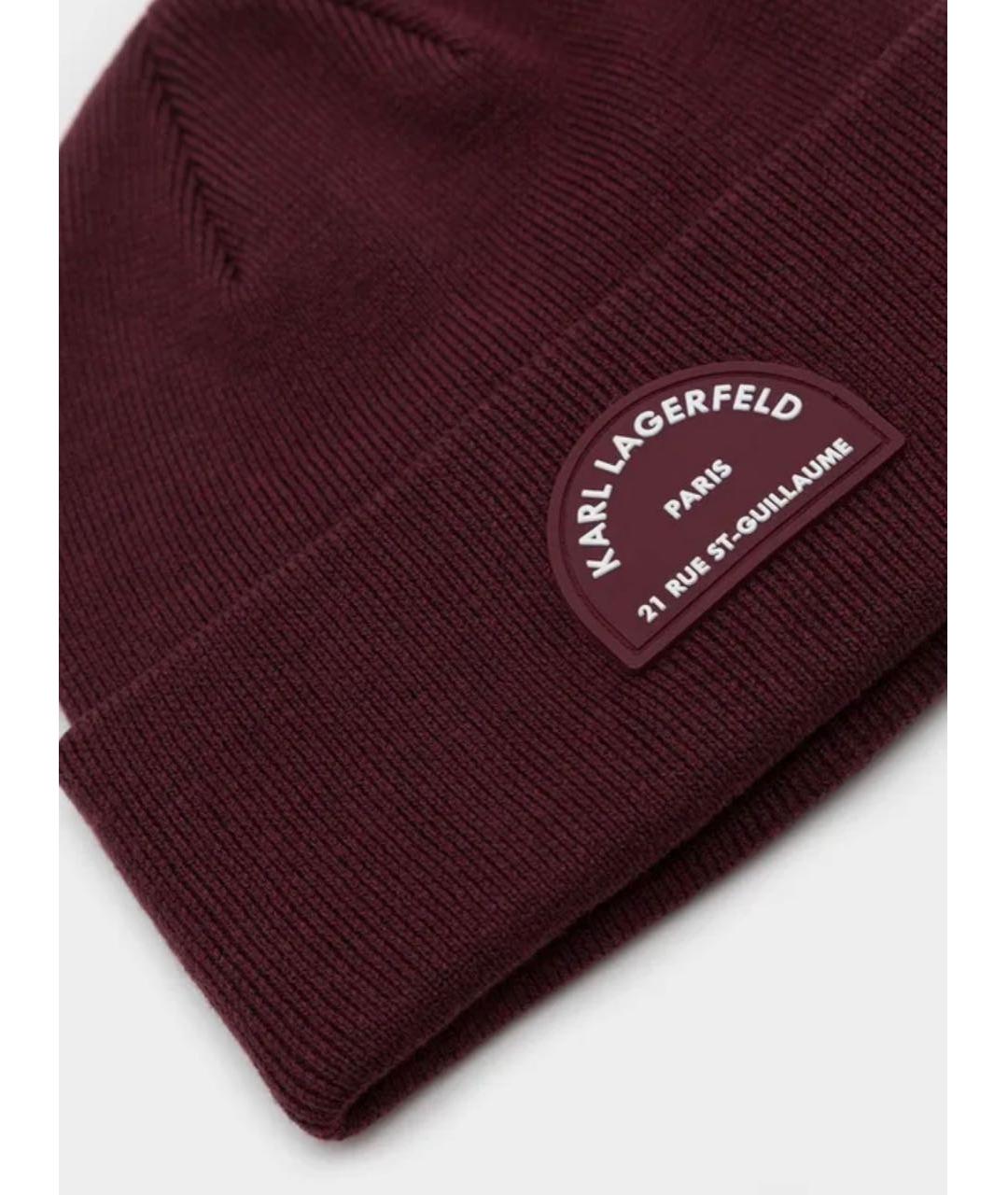 KARL LAGERFELD Бордовая шерстяная шапка, фото 2