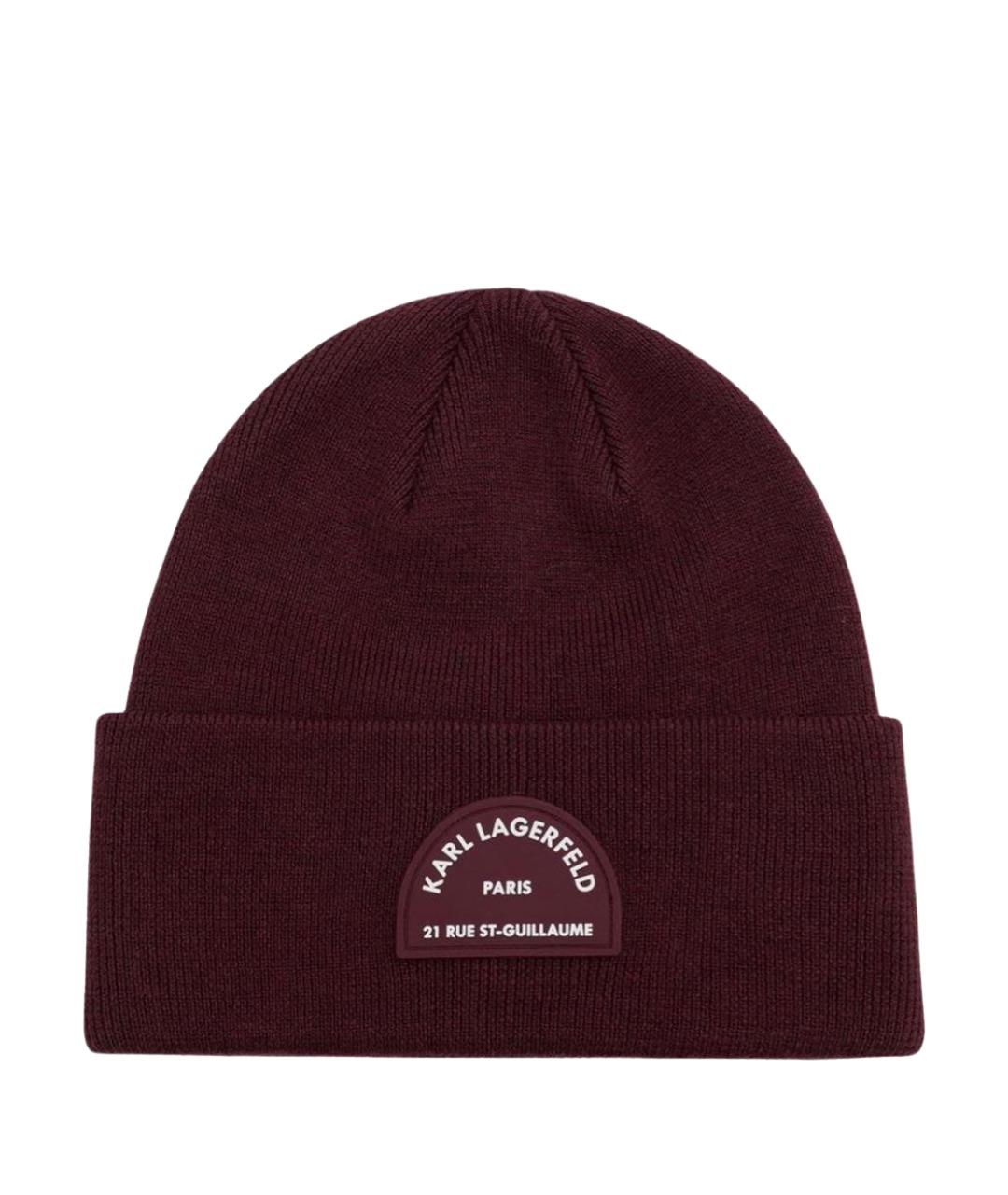 KARL LAGERFELD Бордовая шерстяная шапка, фото 1