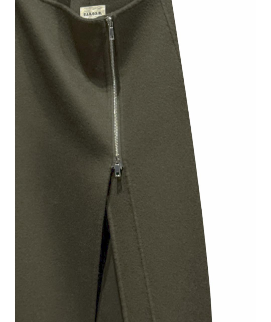 P.A.R.O.S.H. Хаки шерстяная юбка макси, фото 5