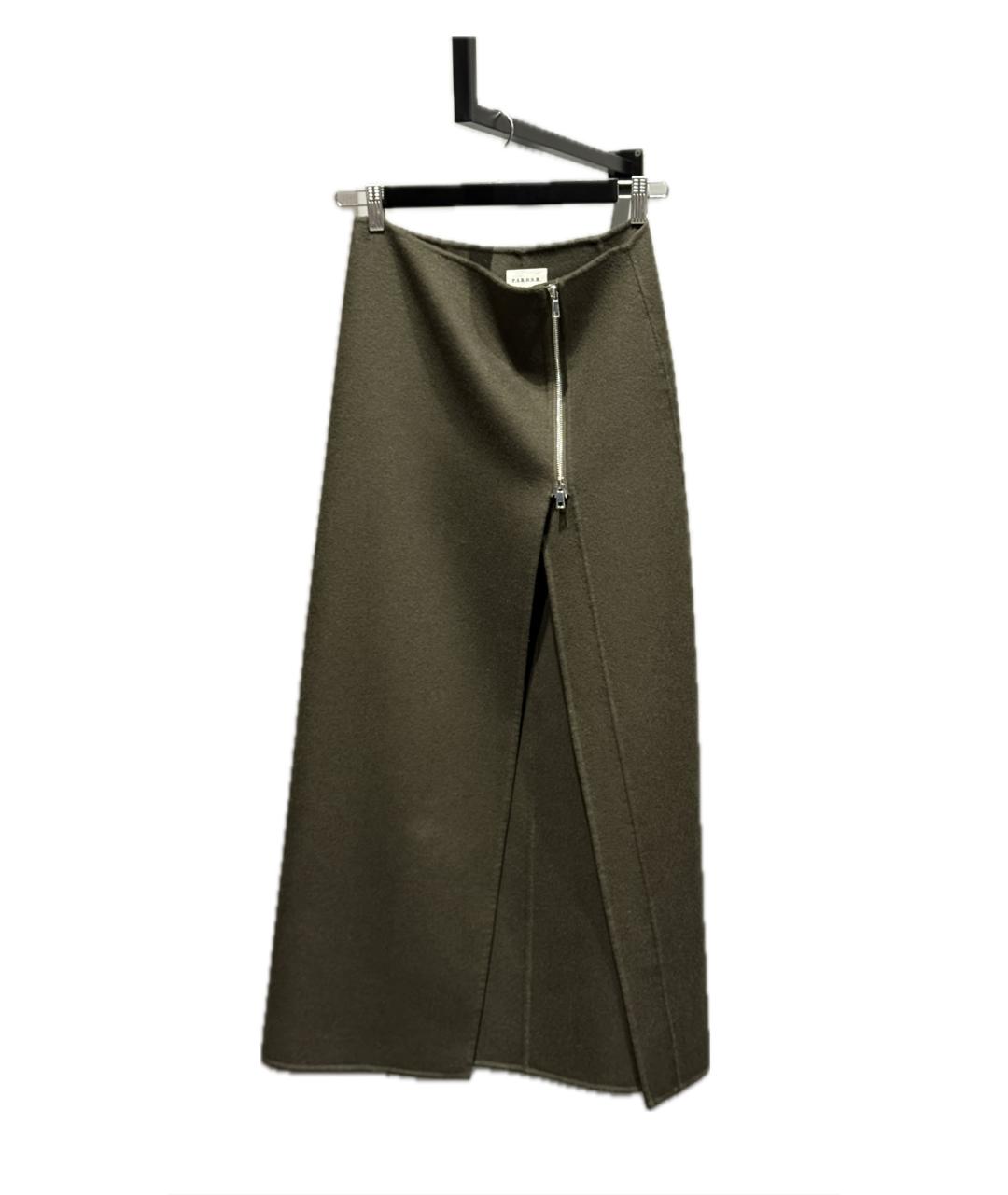 P.A.R.O.S.H. Хаки шерстяная юбка макси, фото 4