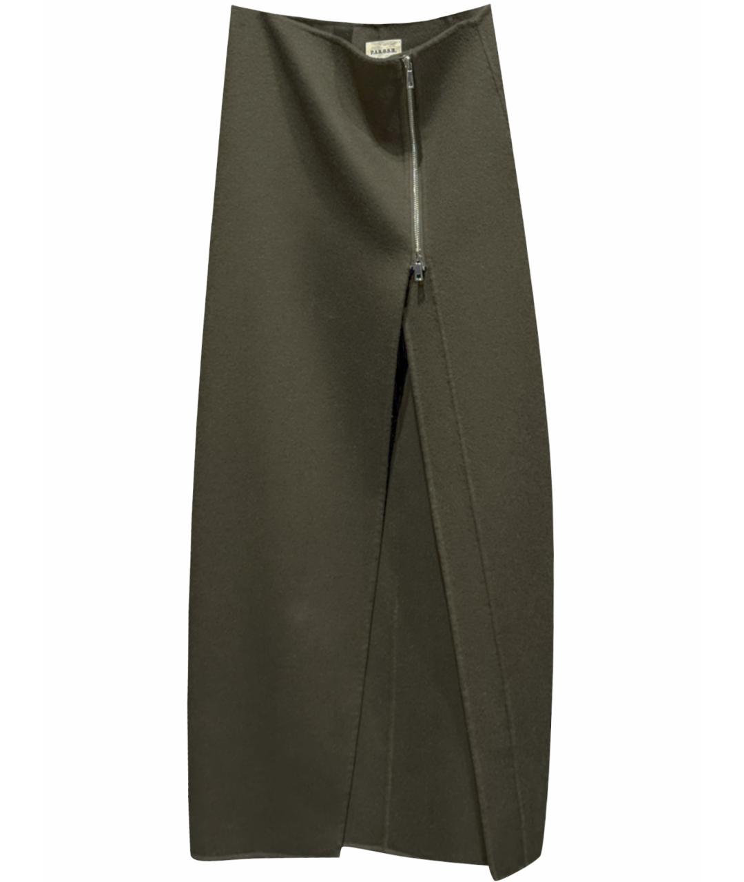 P.A.R.O.S.H. Хаки шерстяная юбка макси, фото 1