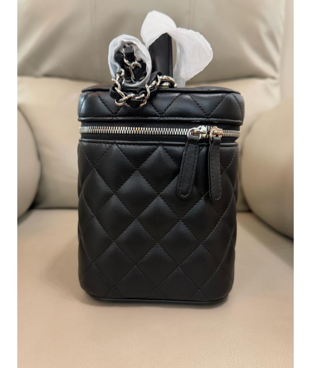 CHANEL Черная кожаная сумка с короткими ручками, фото 5