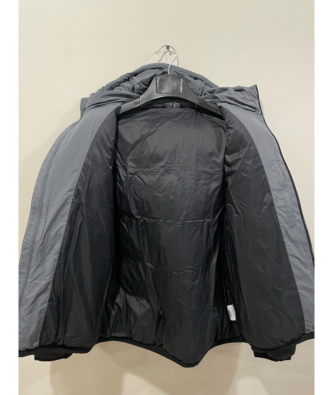 EMPORIO ARMANI Антрацитовый полиэстеровый пуховик, фото 3