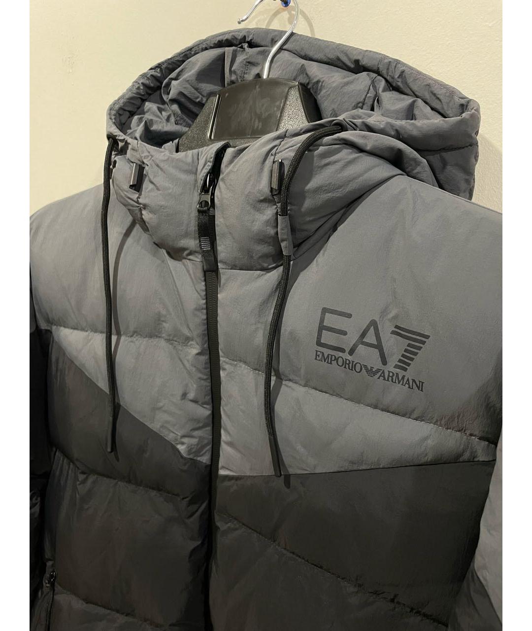 EMPORIO ARMANI Антрацитовый полиэстеровый пуховик, фото 4