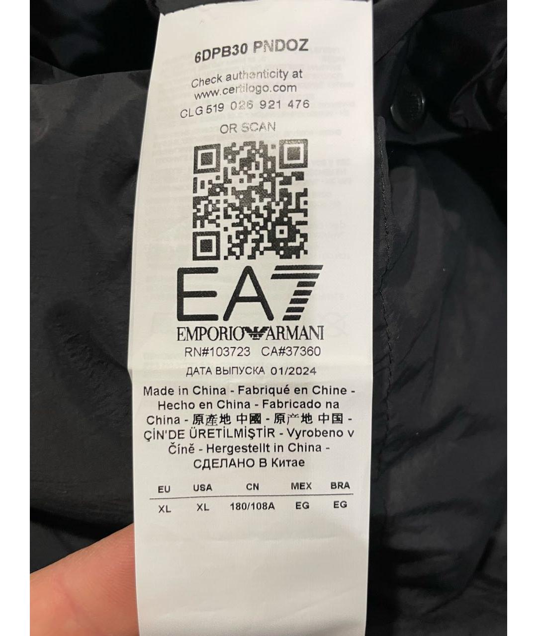 EMPORIO ARMANI Антрацитовый полиэстеровый пуховик, фото 5