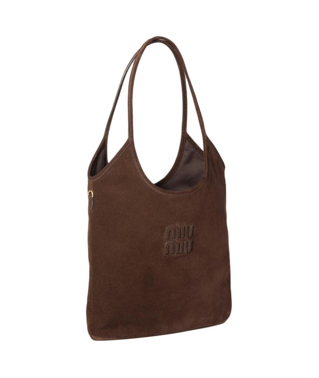 MIU MIU Коричневая замшевая сумка через плечо, фото 2