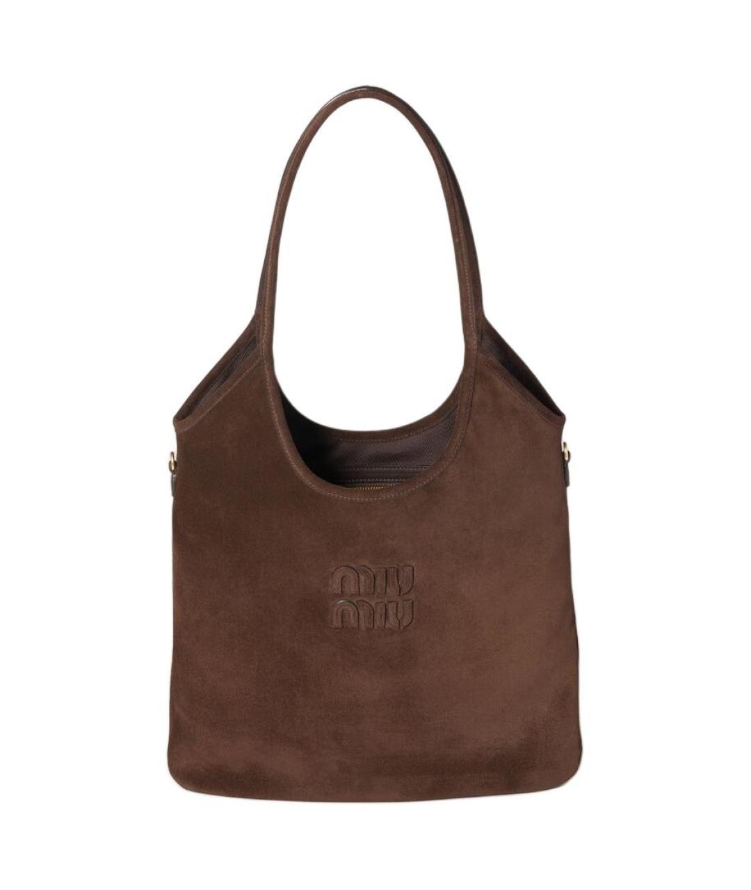 MIU MIU Коричневая замшевая сумка через плечо, фото 1