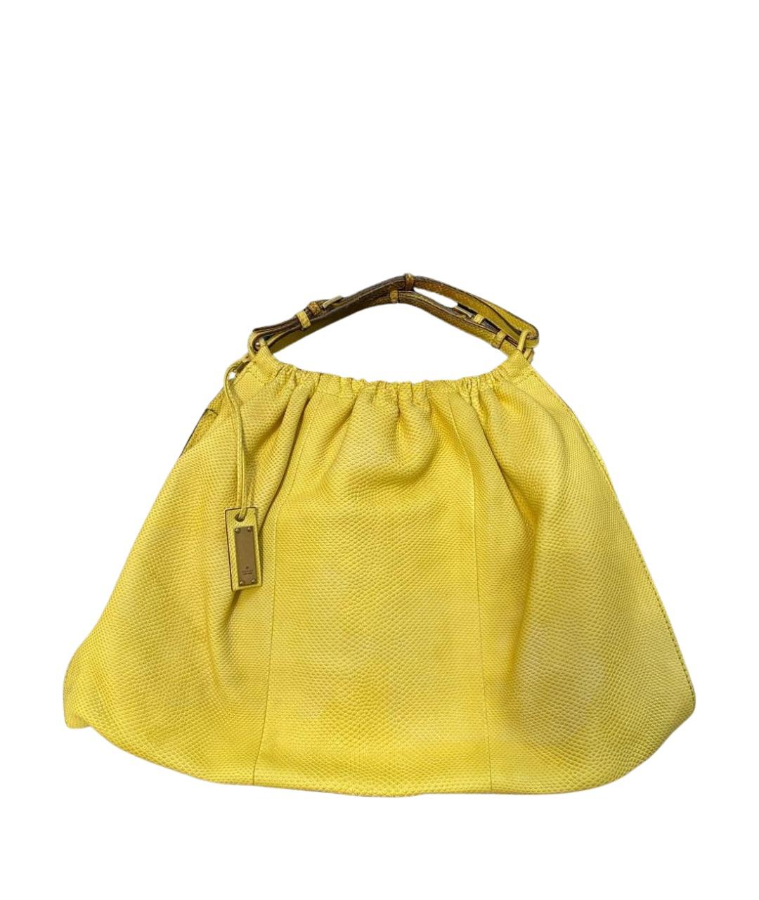 GUCCI Желтая сумка тоут из экзотической кожи, фото 1