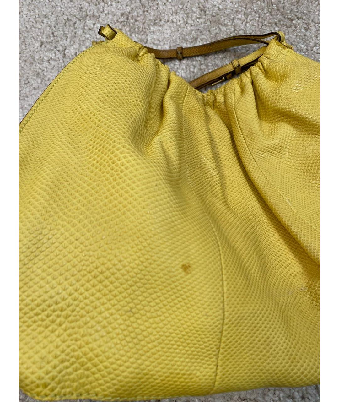 GUCCI Желтая сумка тоут из экзотической кожи, фото 2