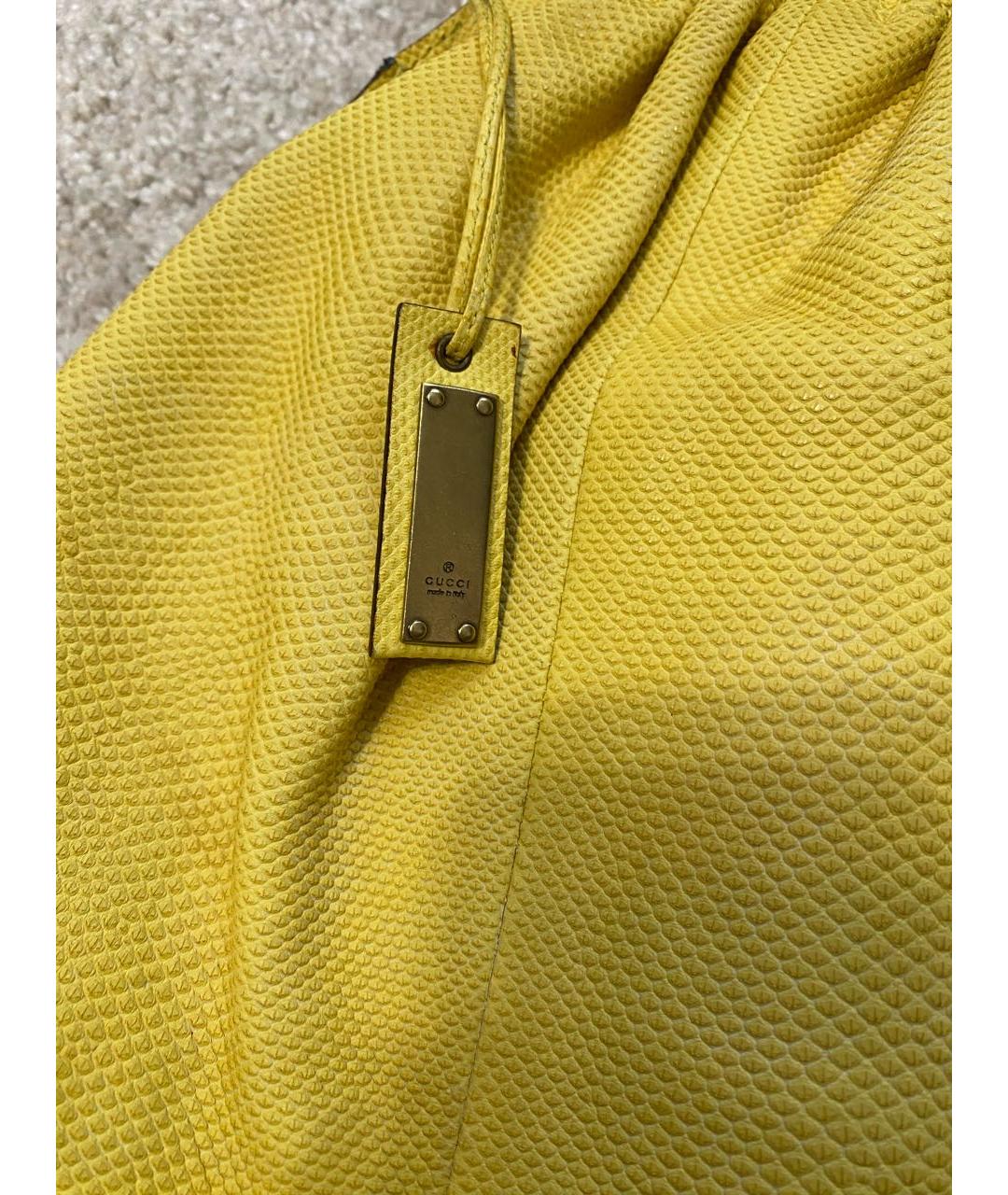 GUCCI Желтая сумка тоут из экзотической кожи, фото 8