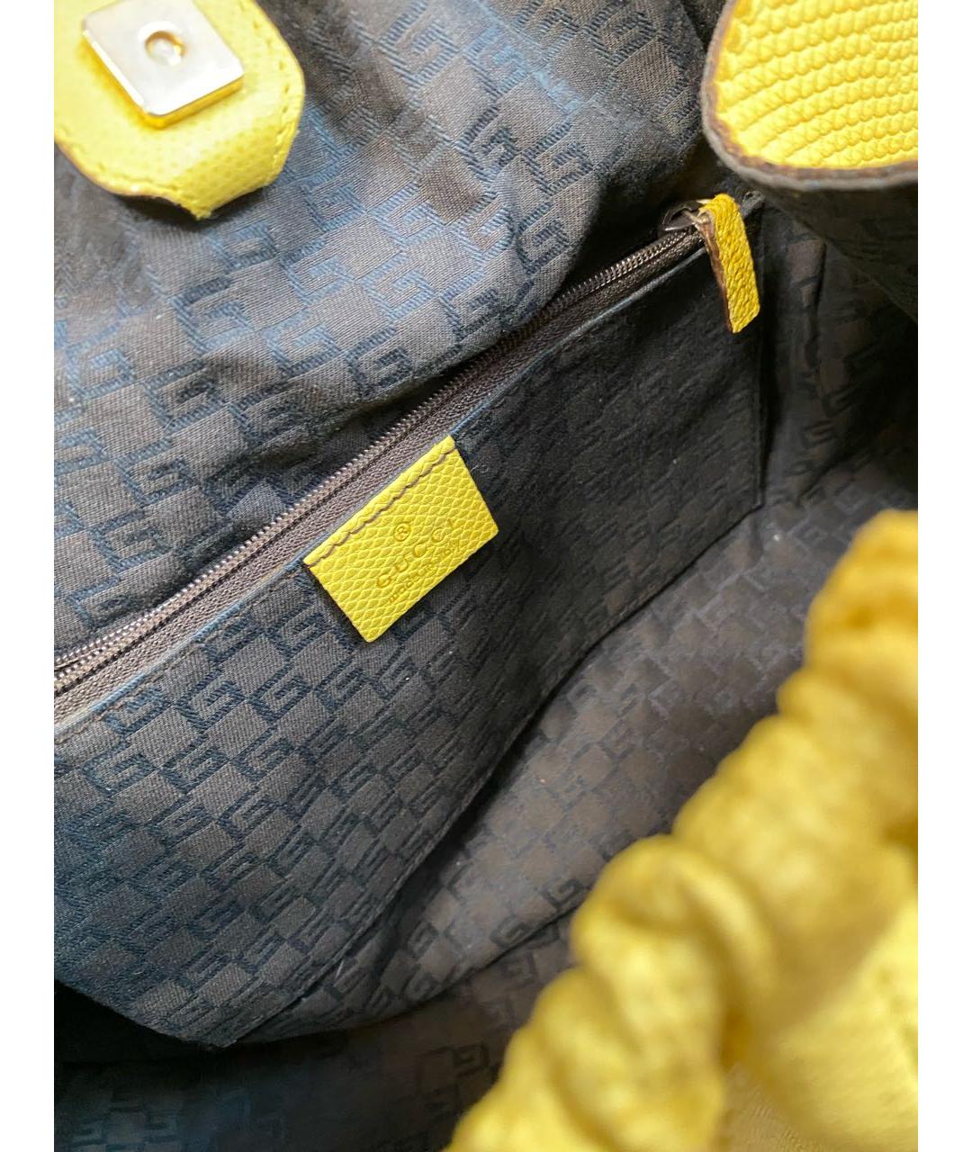 GUCCI Желтая сумка тоут из экзотической кожи, фото 6