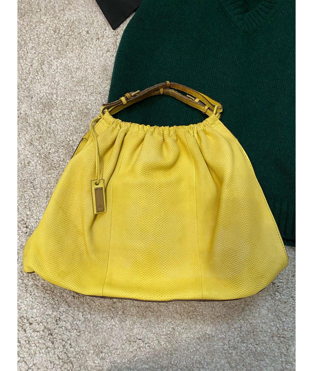 GUCCI Желтая сумка тоут из экзотической кожи, фото 9