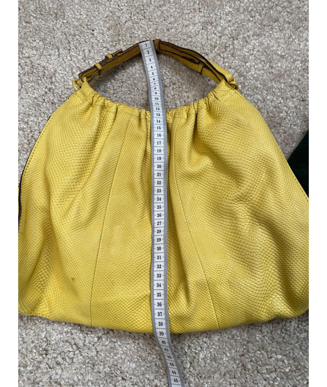 GUCCI Желтая сумка тоут из экзотической кожи, фото 3