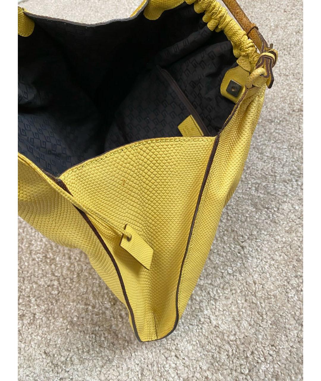 GUCCI Желтая сумка тоут из экзотической кожи, фото 4
