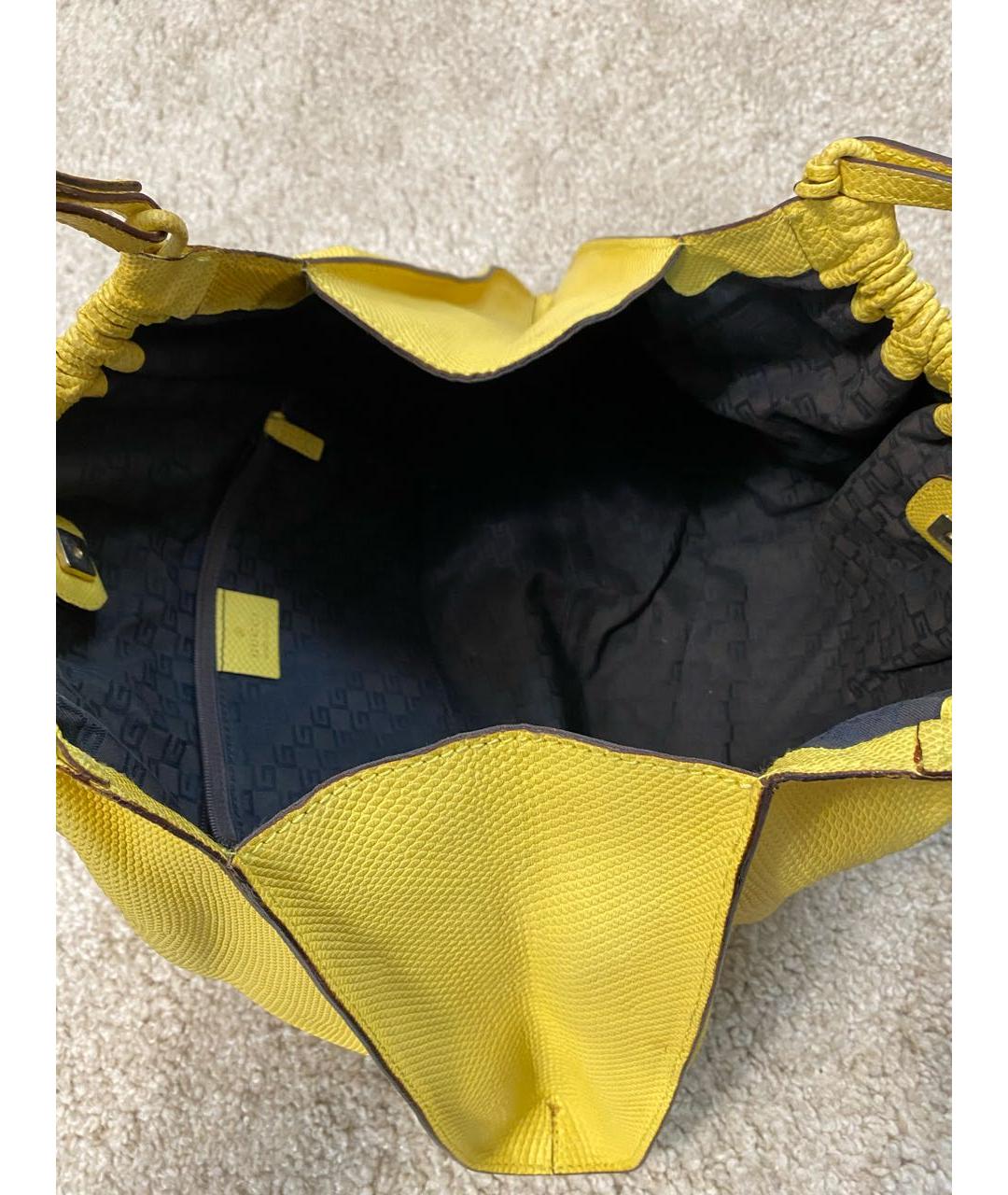 GUCCI Желтая сумка тоут из экзотической кожи, фото 7