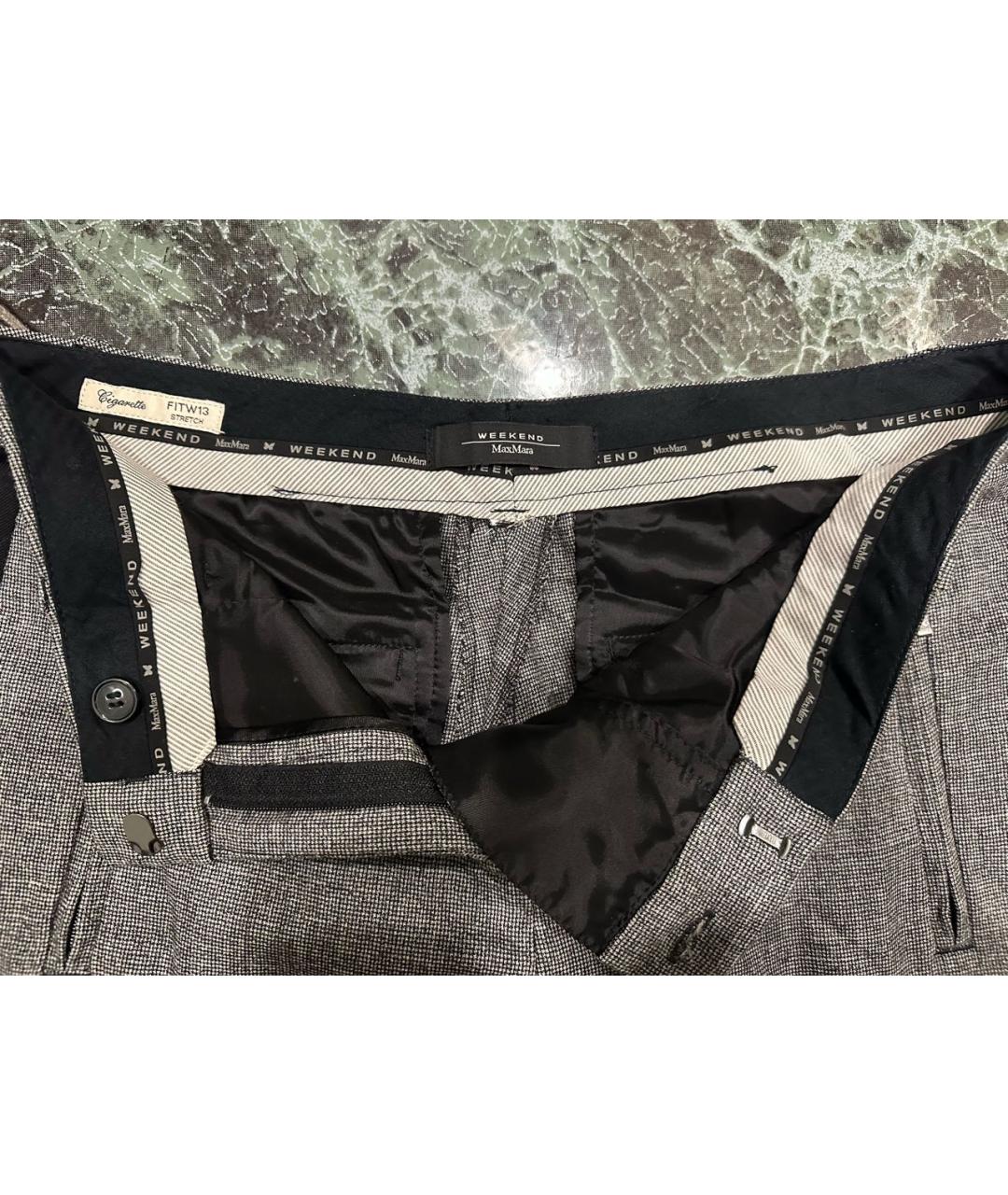 WEEKEND MAX MARA Серые шерстяные брюки узкие, фото 3